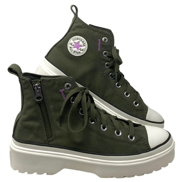 Converse Chuck Taylor Lugged Lift Kids Women's High Sneaker Khaki Canvas A04798C - Picture 1 of 8